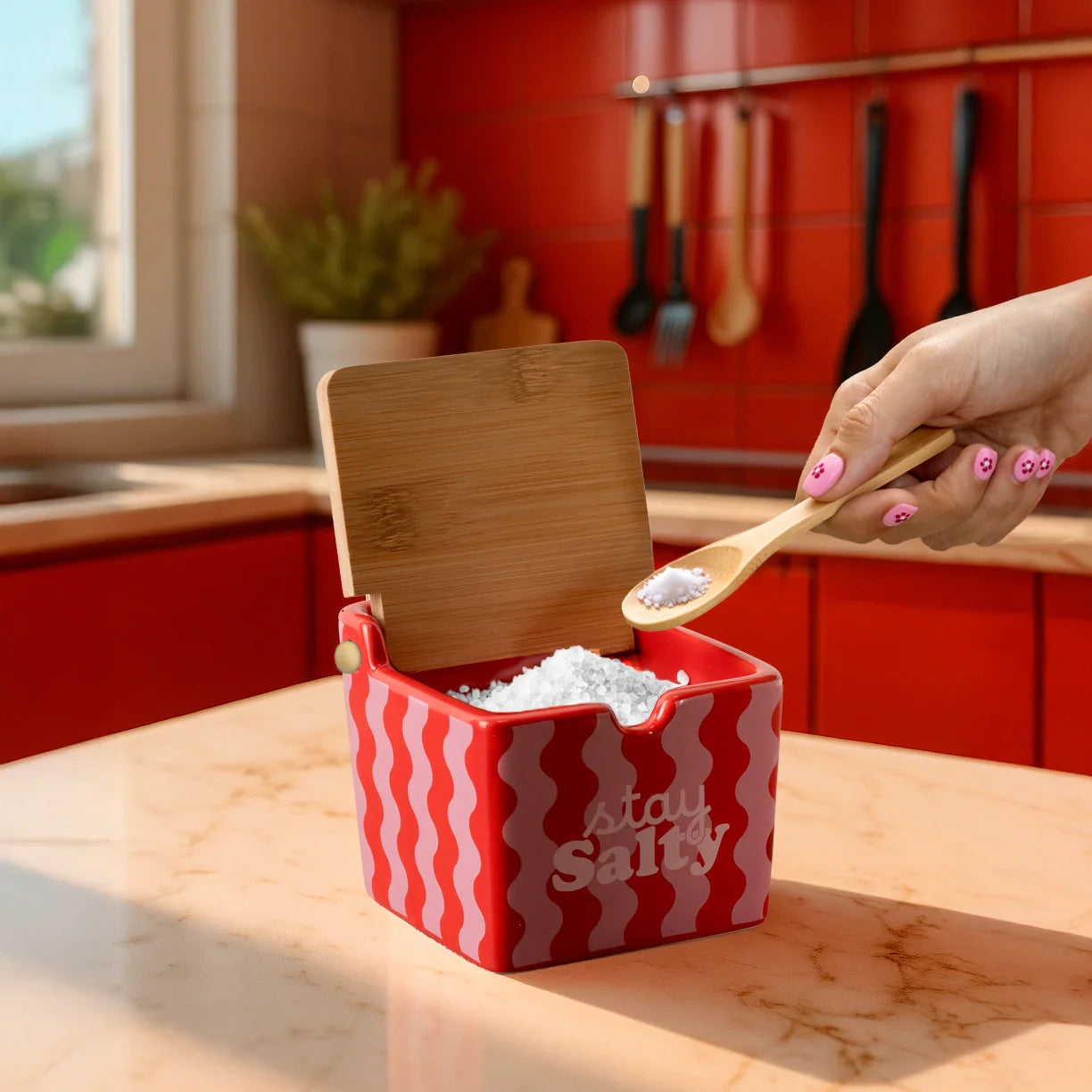 Salière « Stay salty » Rose et Rouge – Fisura – vue 4