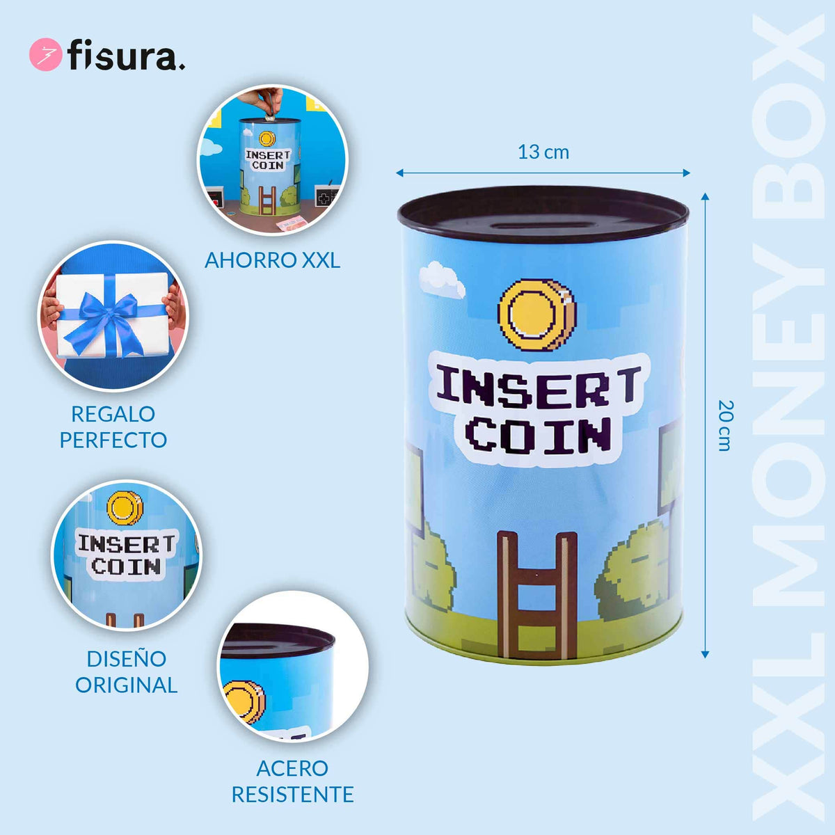"Insert coin" piggy bank XXL