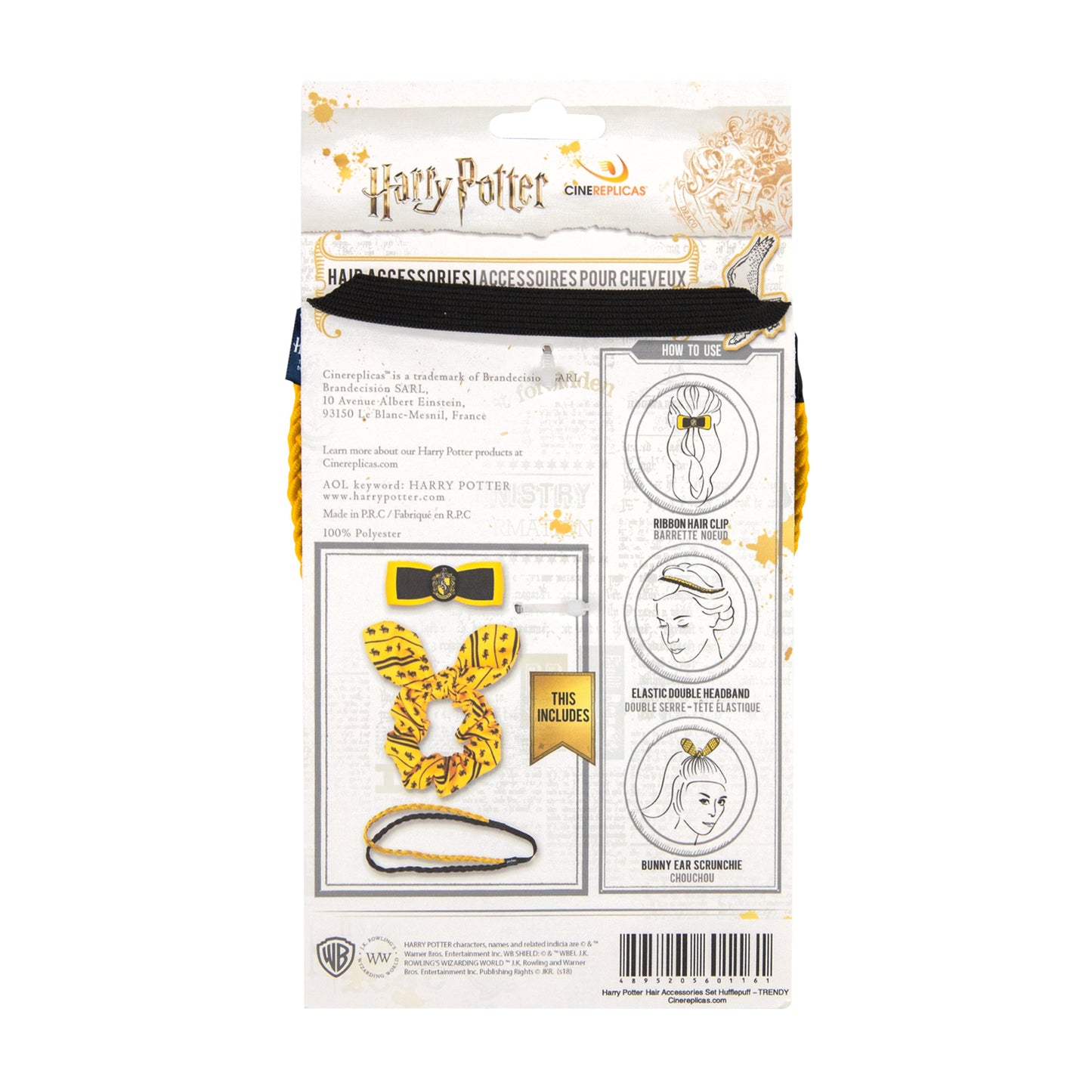 Set of 3 Trendy Hufflepuff Hair Accessories