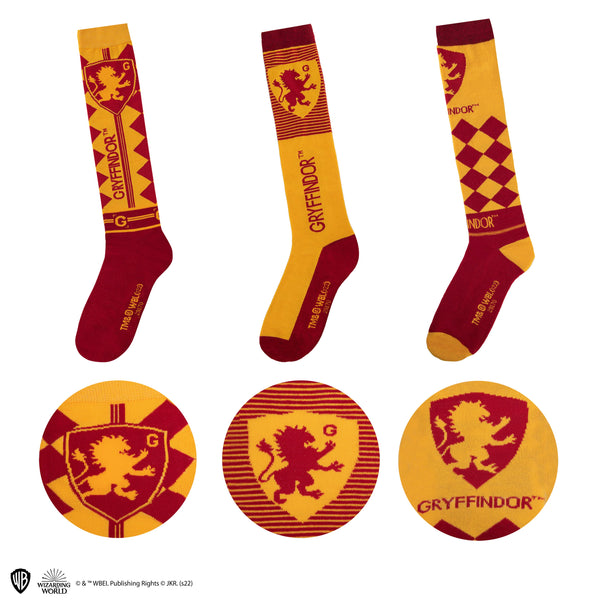 Set of 3 Pairs of Gryffindor Knee-High Socks
