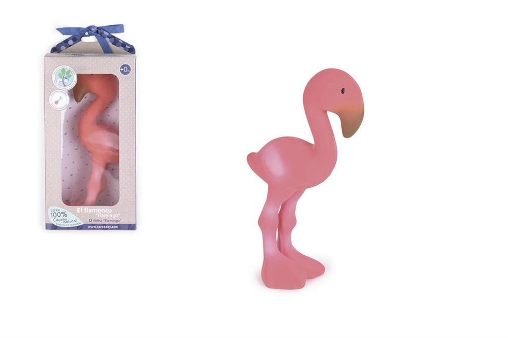 Natural Rubber Rattle – Flamingo