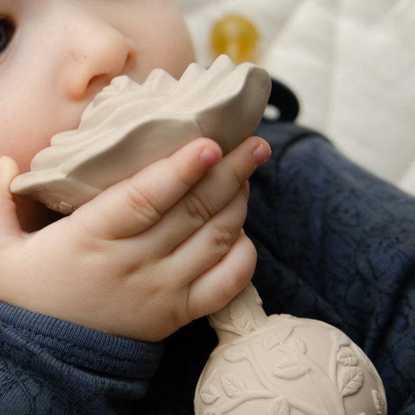 Beige pink rattle