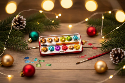 Christmas bauble, paint palette