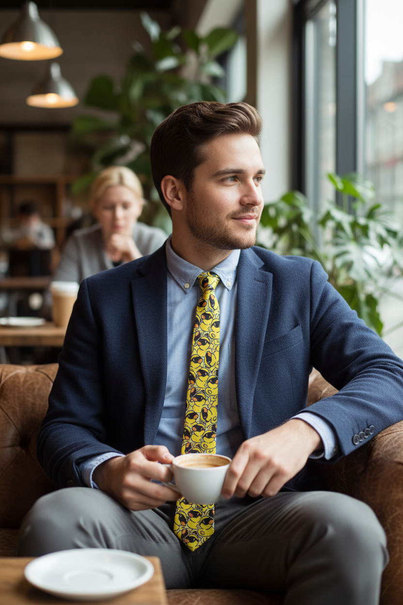 Yellow ducks with sunglasses tie