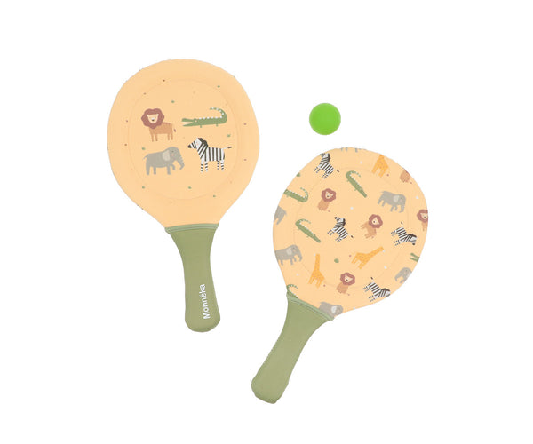 Wild Animals Neoprene Beach Paddles with Ball