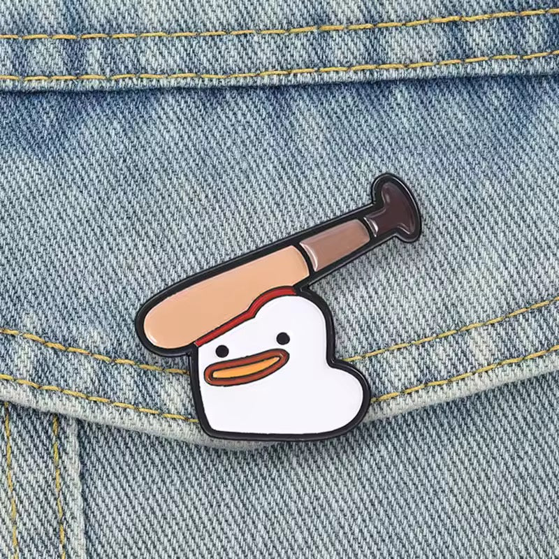 White Duck Baseball Pin