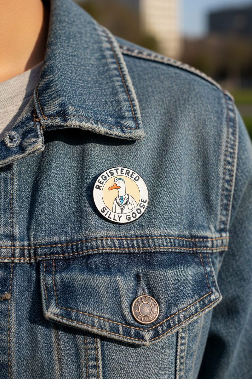 Doctor Goose Pin "Registered Silly Goose"