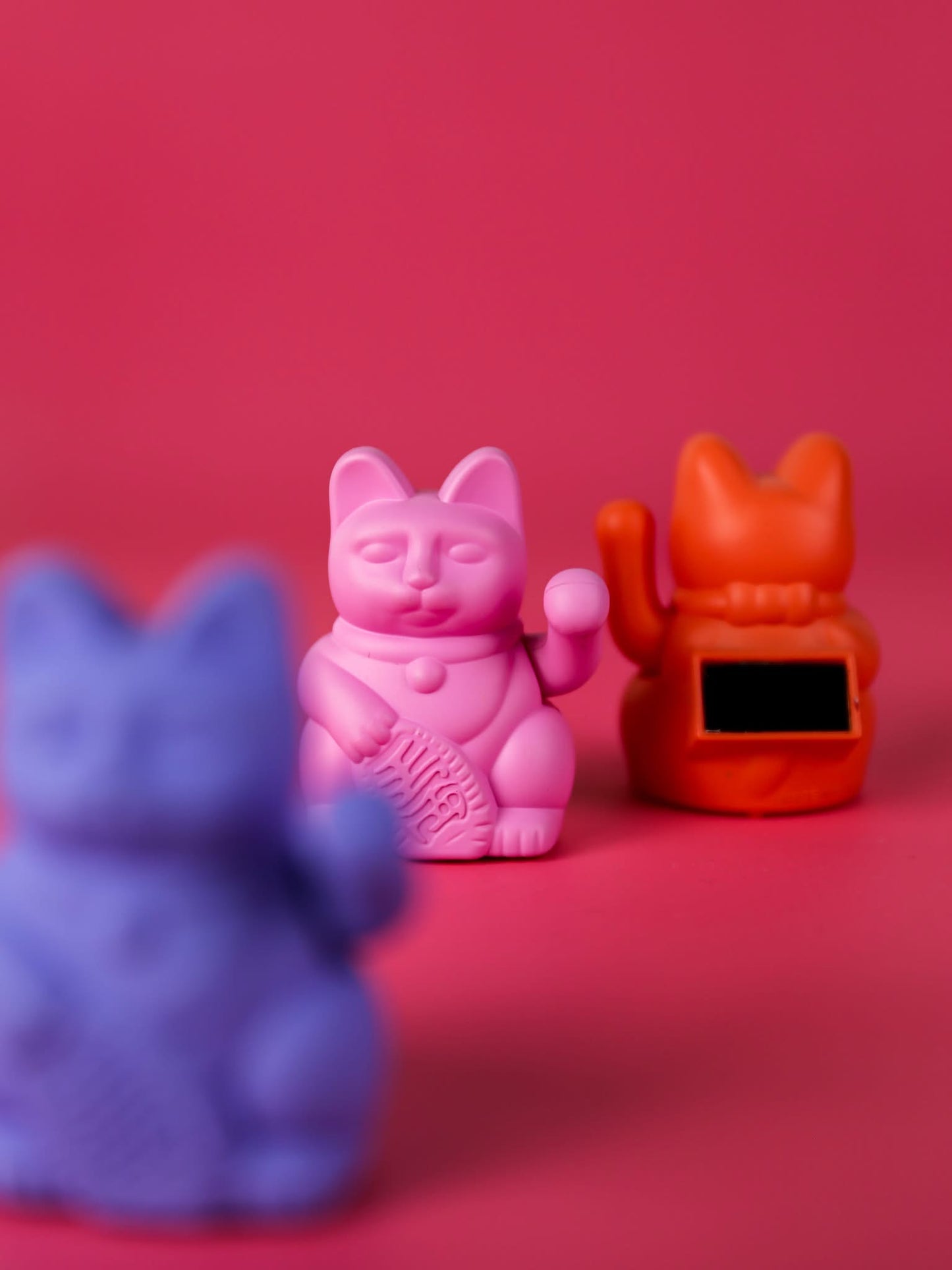 Neon Orange Solar Lucky Cat