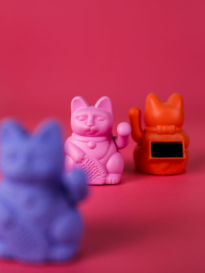 Neon Orange Solar Lucky Cat