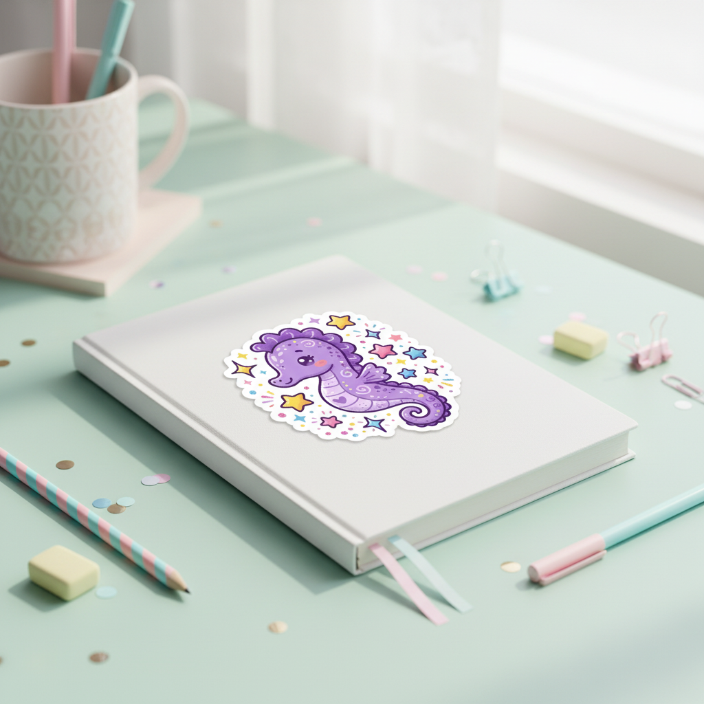 Autocollant Hippocampe Kawaii