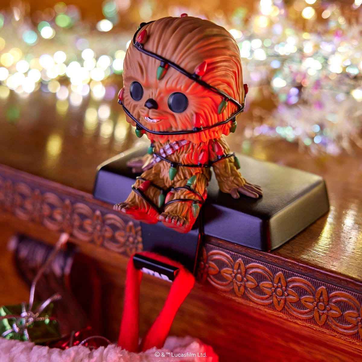 Pop! Chewbacca Stocking Hanger with Christmas Tinsel 