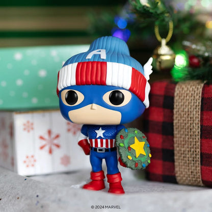 Pop! Captain America with Christmas Wreath 