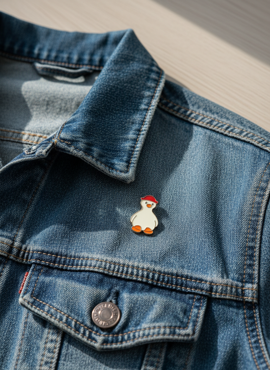 White Duck Red Hat Pin