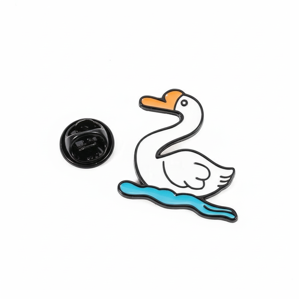 Weiße Ente Pin auf dem Wasser