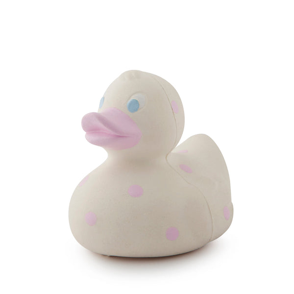 Elvis le Canard Pois Roses – Jouet de bain et dentition bébé