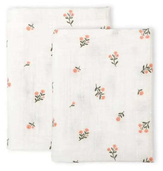 Lot de 2 langes en coton bio - Petites Fleurs – A Little Lovely Company