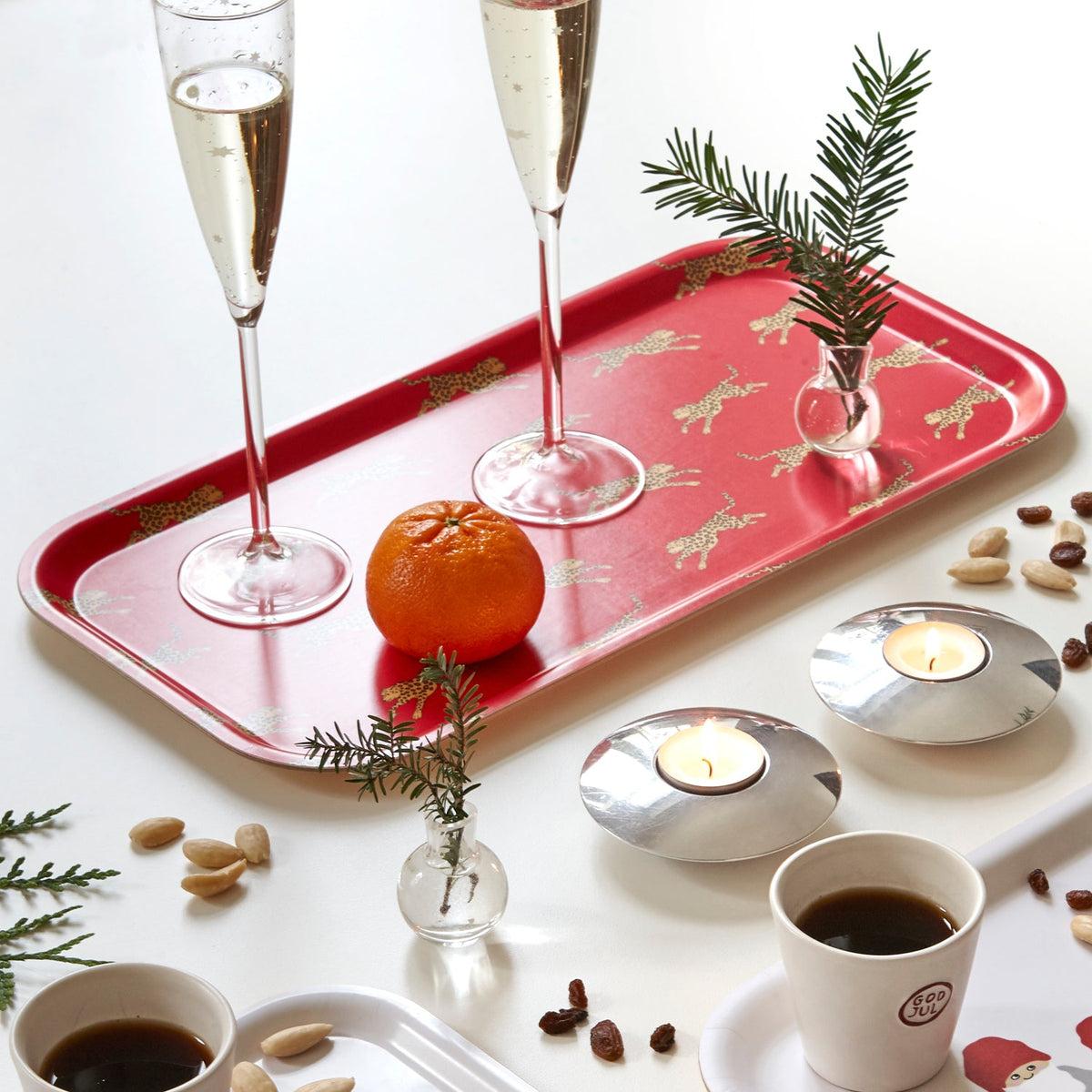 Red Leopard Serving Tray - 43 x 22 cm