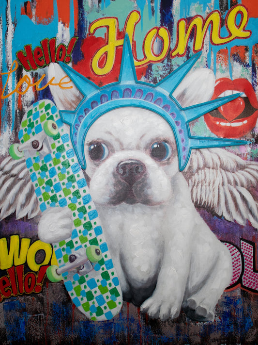 'Liberty Dog' Wall Artwork with LED Neon - STANDARD