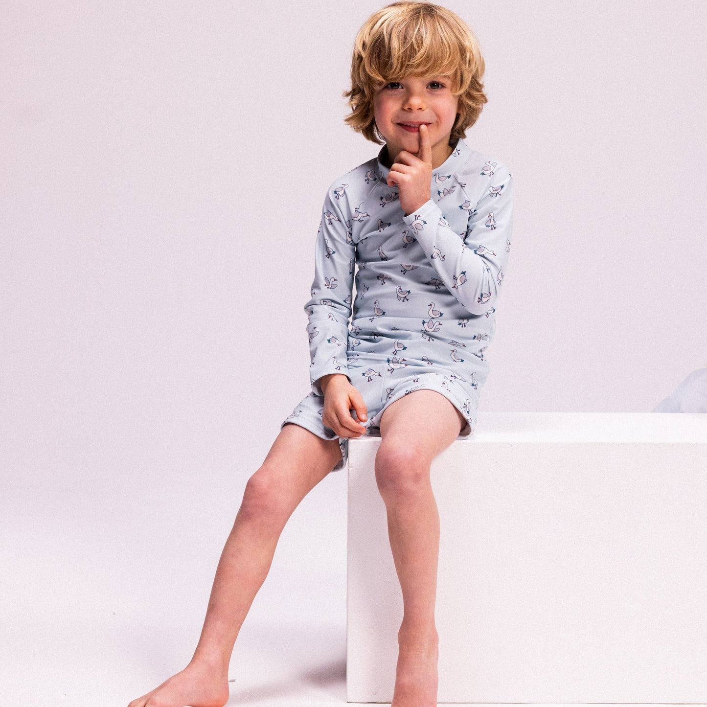 UV Swimming T-Shirt Long Sleeves - Blue - Little Seagull