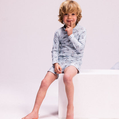 UV Swimming T-Shirt Long Sleeves - Blue - Little Seagull