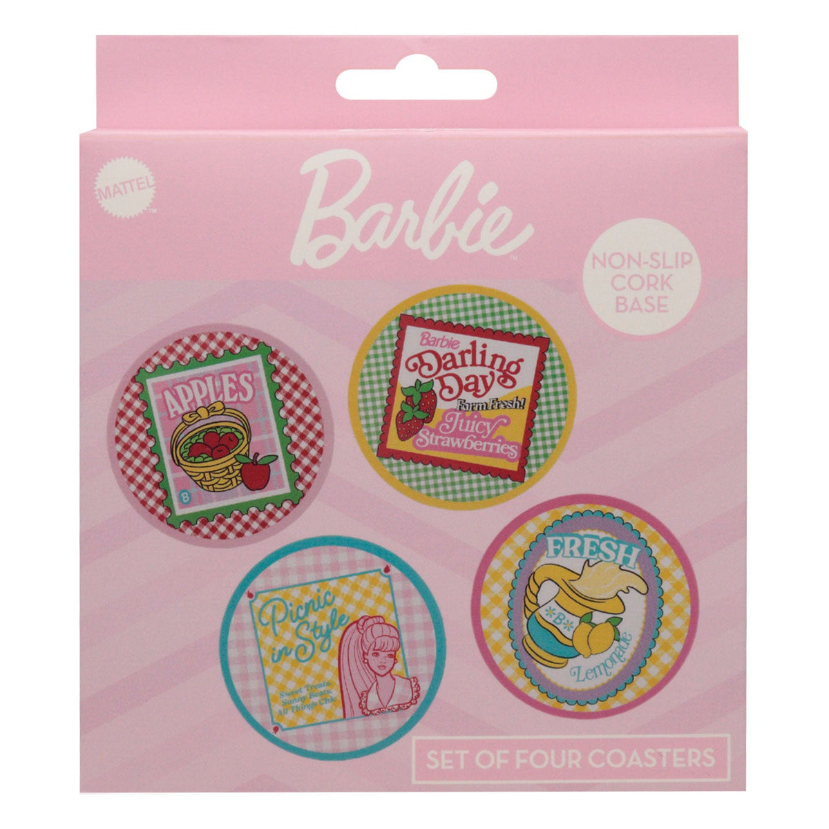 Set of 4 Barbie Printed Metal Coasters