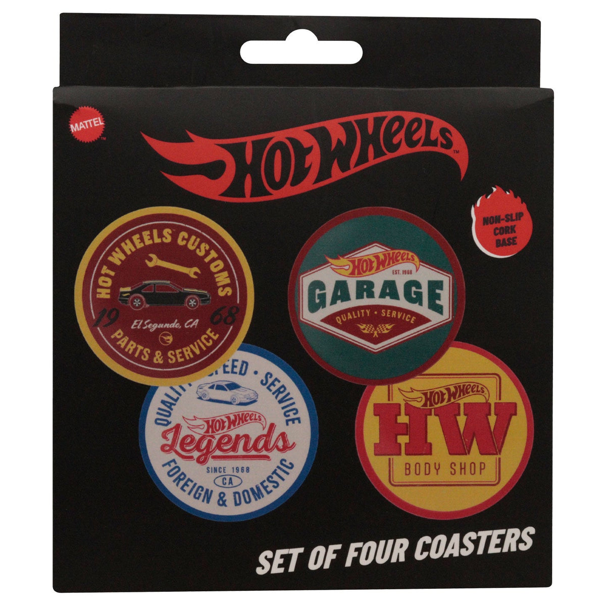 Set of 4 Hot Wheels printed metal coasters