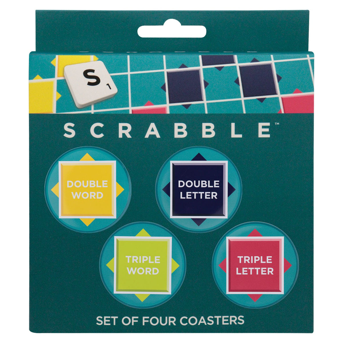 Set of 4 Scrabble printed metal coasters