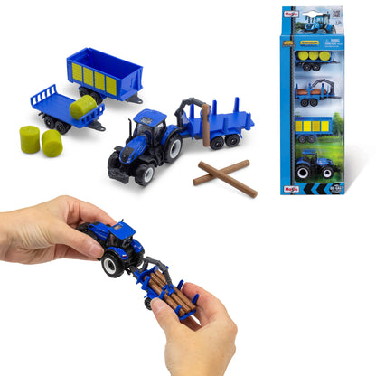MINI CONSTRUCTION VEHICLES - PACK OF 4 NEW HOLLAND TRACTORS