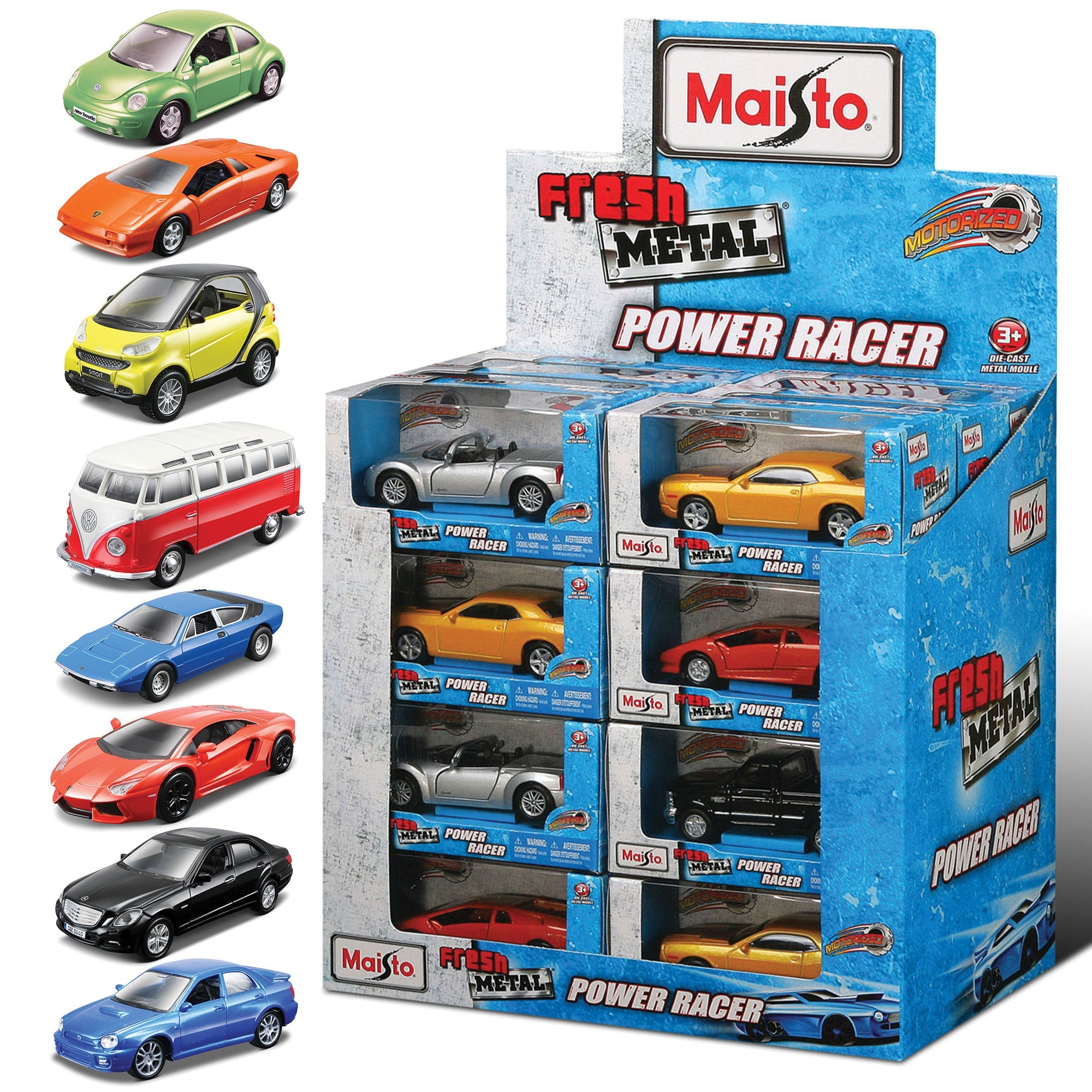 24-Piece Fresh Metal Power Racers Pull Back Display Box