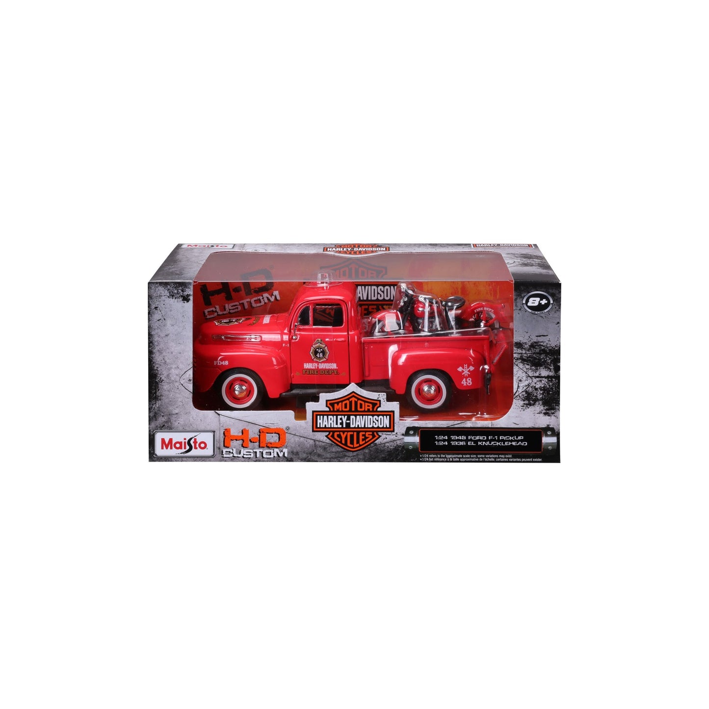 1:24 HARLEY DAVIDSON 1948 FORD F-1 PICKUP WITH 1936 EL KNUCKLEHEAD