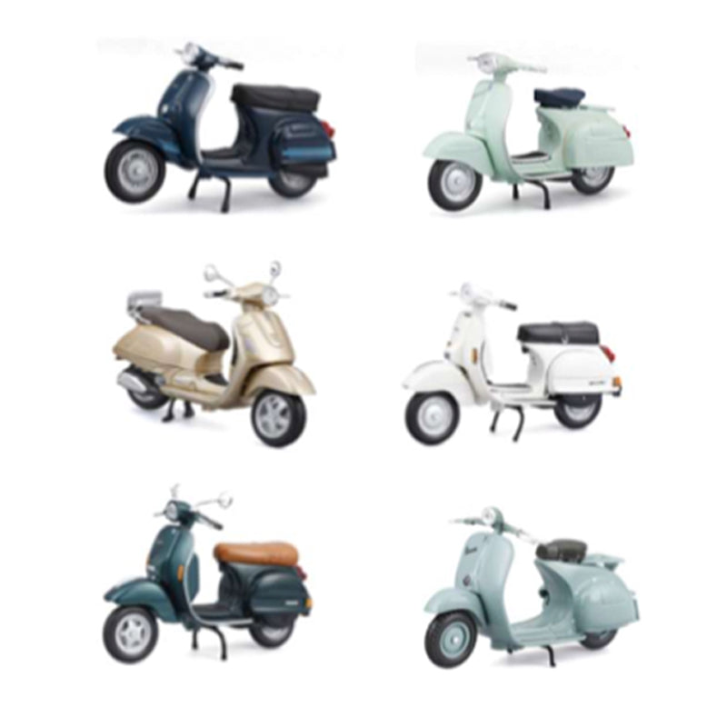 ASSORTIMENT DE SCOOTERS ET MOTOS VESPA 1:18 - DISTRIBUTEUR DE 12 PIÈCES
