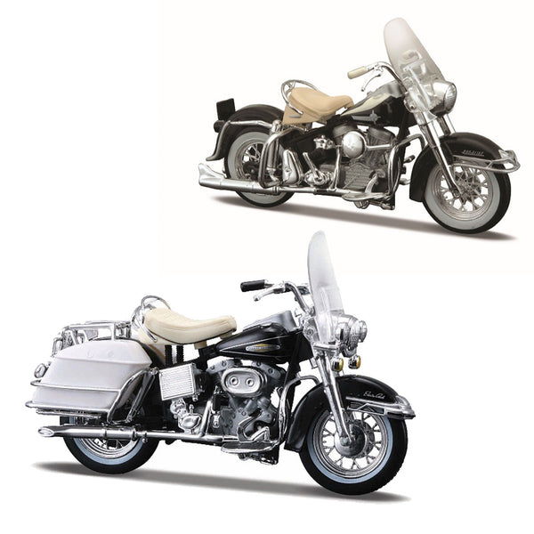 1:18 HARLEY DAVIDSON DECADE DUOS 60'S - 1962 FLH DUO GLIDE & 1968 FLH ELECTRA GLIDE