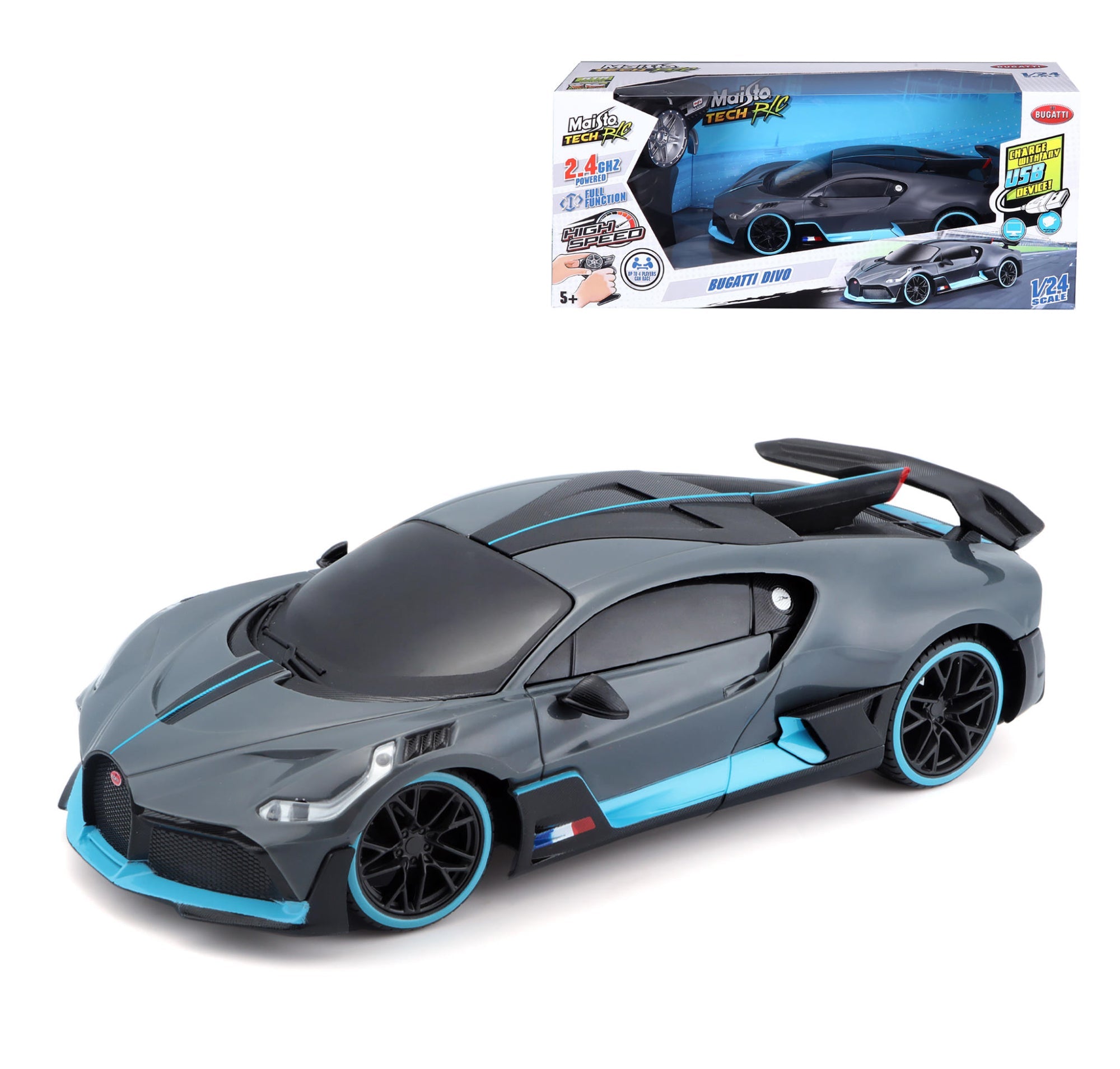 High-end 1:24 scale 2.4 GHz remote-controlled Bugatti Divo