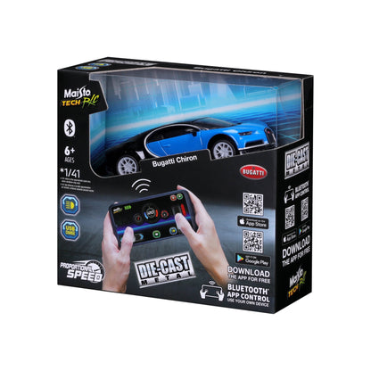 MINI VOITURE RC BLUETOOTH BUGATTI CHIRON EN MÉTAL MOULÉ SOUS PRESSION 1:41 AVEC BOÎTE DE FENÊTRE