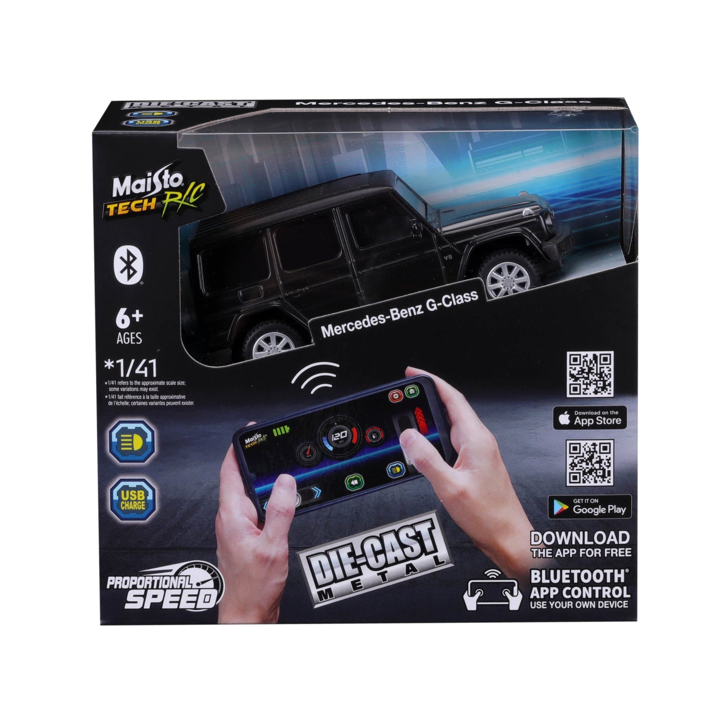 MINI VOITURE TÉLÉCOMMANDÉE MERCEDES CLASSE G EN MÉTAL MOULÉ SOUS PRESSION BLUETOOTH À L'ÉCHELLE 1:41 AVEC BOÎTE DE FENÊTRE