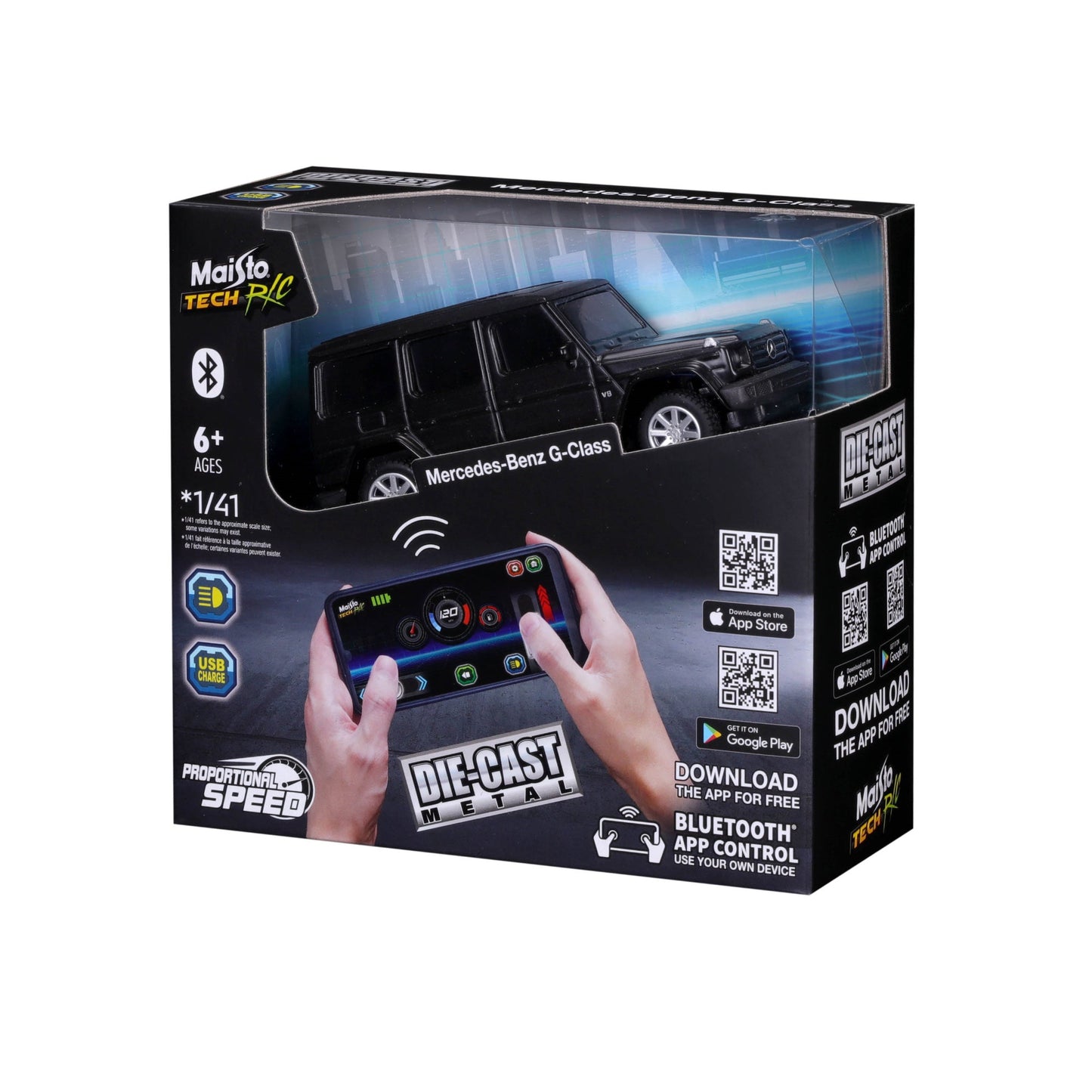 MINI VOITURE TÉLÉCOMMANDÉE MERCEDES CLASSE G EN MÉTAL MOULÉ SOUS PRESSION BLUETOOTH À L'ÉCHELLE 1:41 AVEC BOÎTE DE FENÊTRE