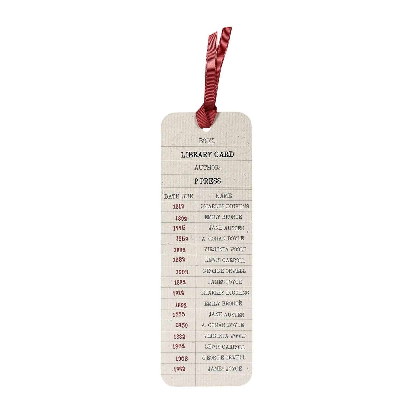 Pulteney Press Library Card Paper Bookmark