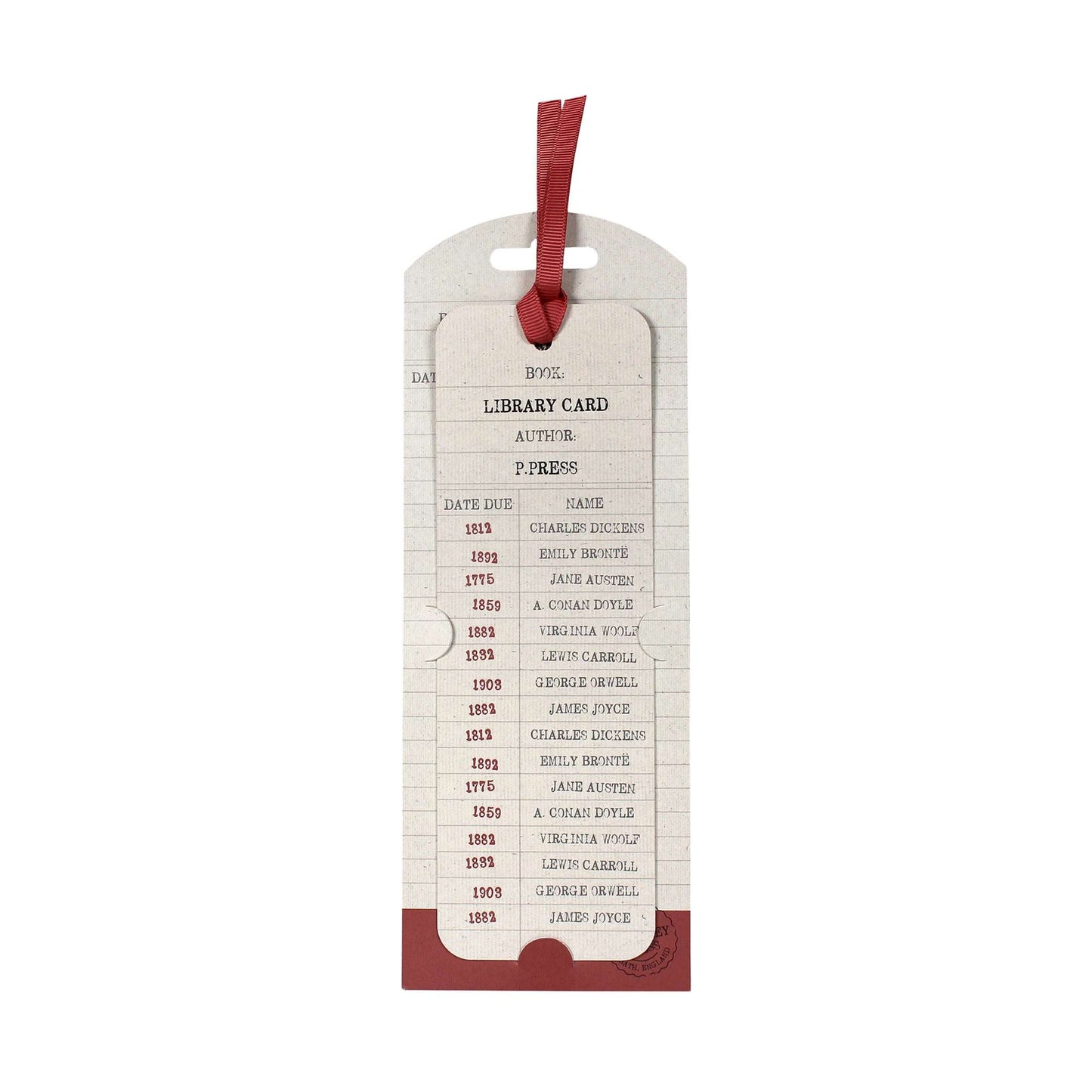 Pulteney Press Library Card Paper Bookmark