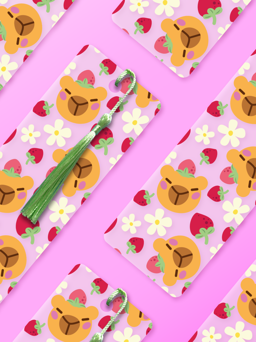 Tête capybara fraise | Marque-Page acrylique