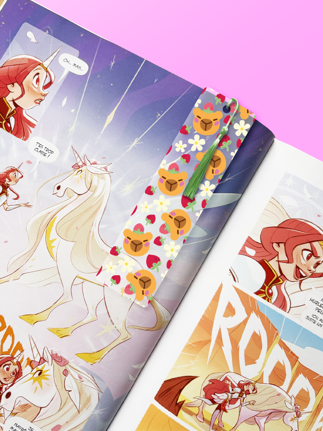 Tête capybara fraise | Marque-Page acrylique