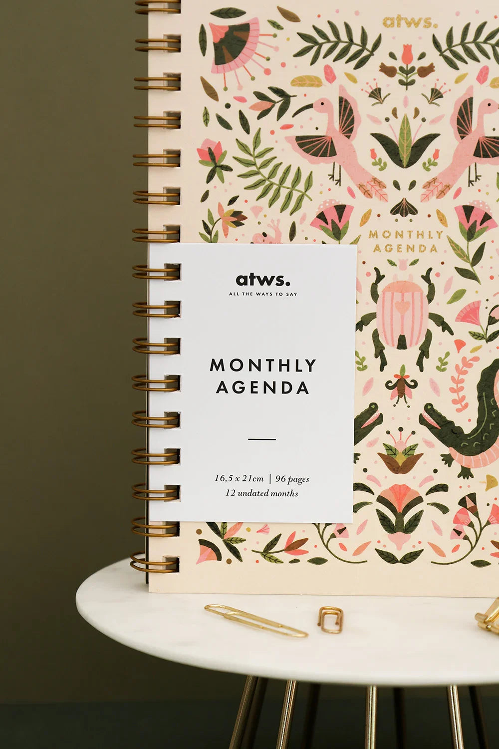 Pink Croco - Monthly Planner Spiral Bound
