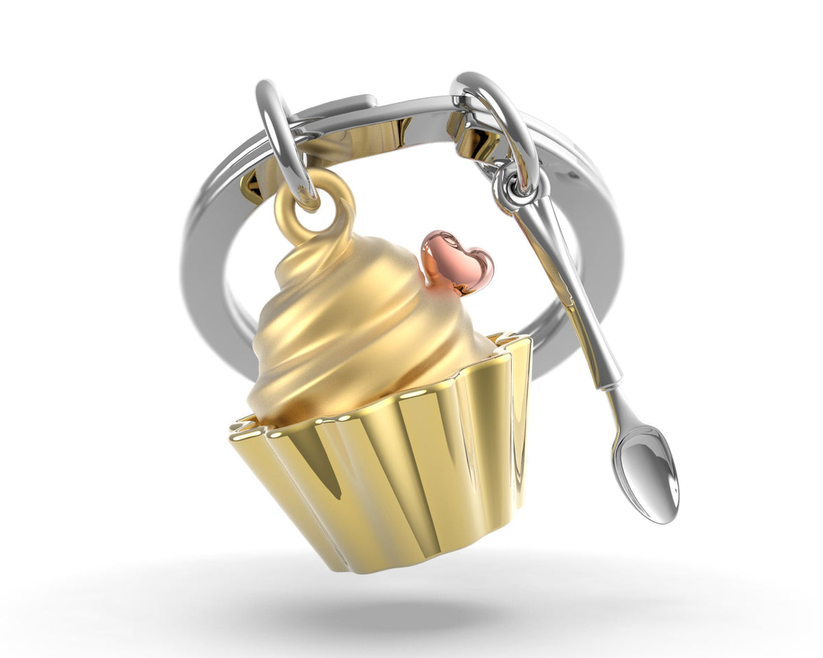 Gouden cupcake sleutelhanger