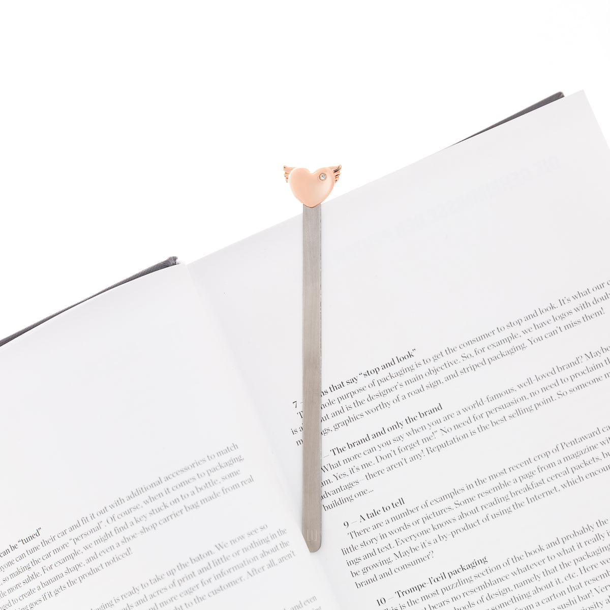 Rose Gold Winged Heart Bookmark