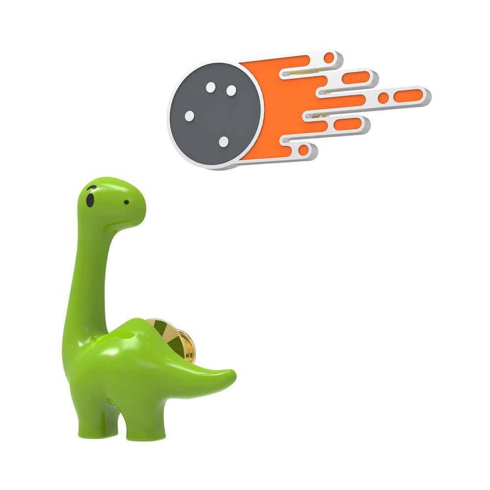 Pin Dinosaurier und Asteroid