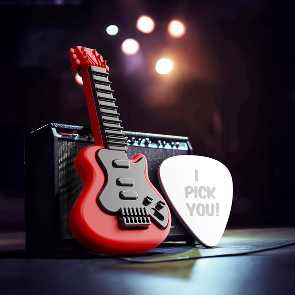 Pin's Guitare Rock et Médiator Meta[l]morphose – vue 2