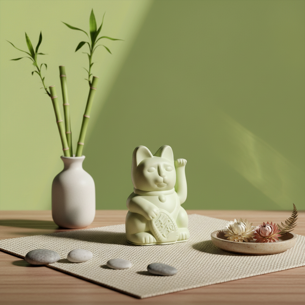 Mini Light Green Lucky Cat