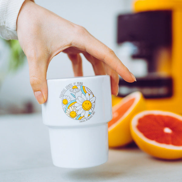 Mug Positive Mind Flowers Smiley