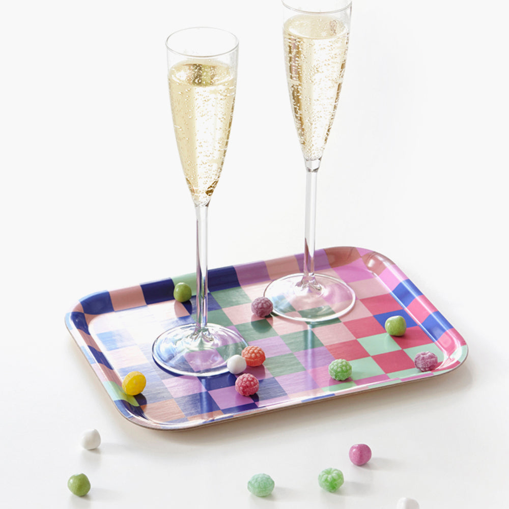 Multicolor Checker Rectangular Serving Tray - 27x20 cm