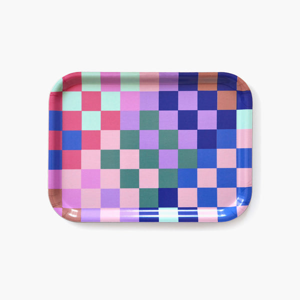 Multicolor Checker Rectangular Serving Tray - 27x20 cm