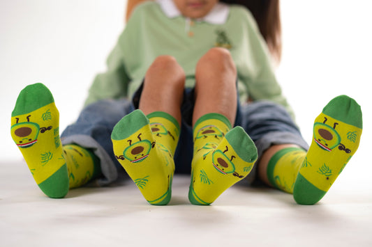 👨‍👩‍👧 Family Socks Pack – Dad & Mini Yolk 🍳 + Mom & Mini Avo 🥑